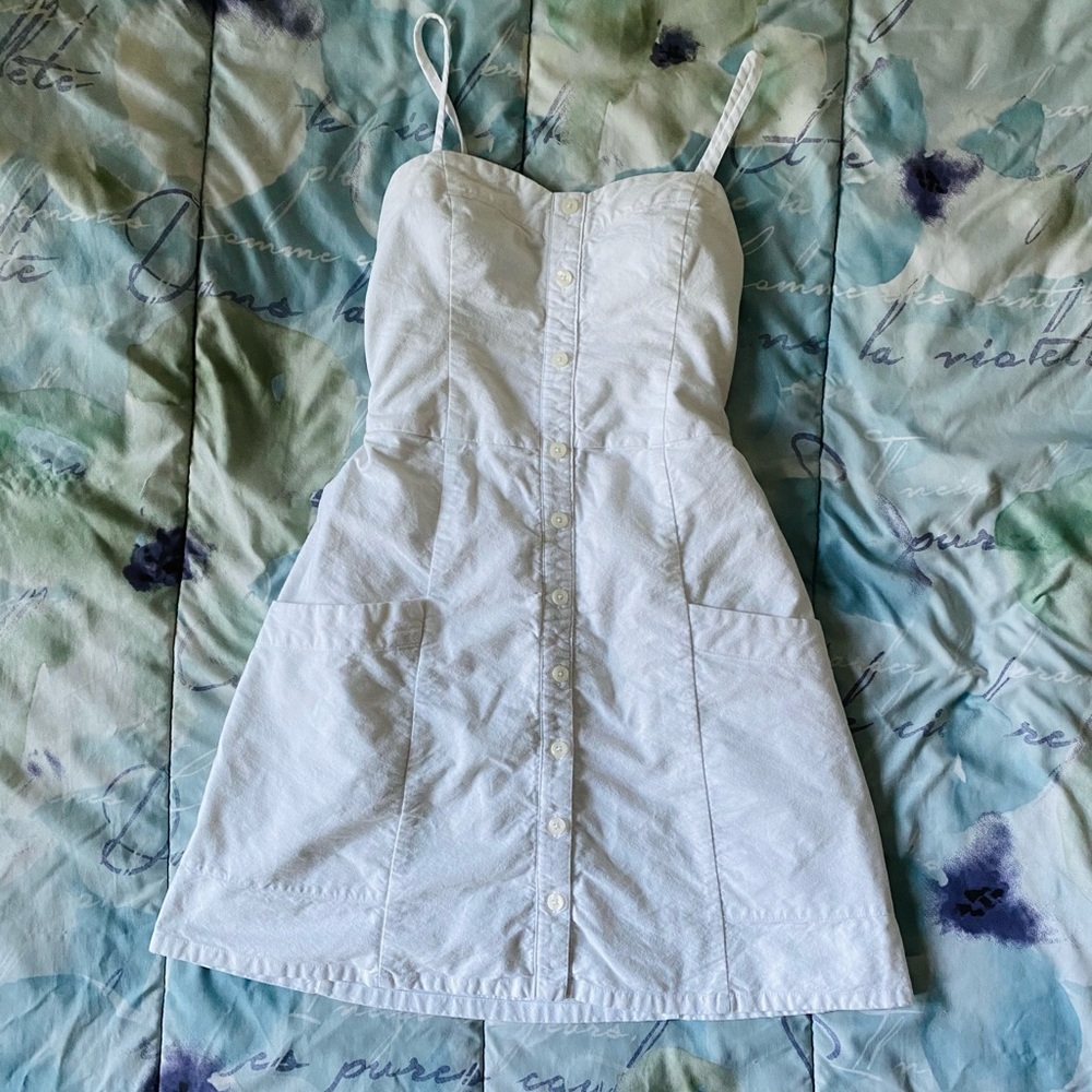 Abercrombie white cotton mini dress pockets xs